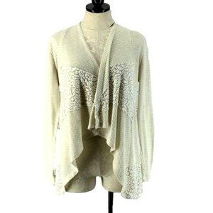 RXB‎ Women's Lace Cream Color Cross Over Drape Cardigan Small
